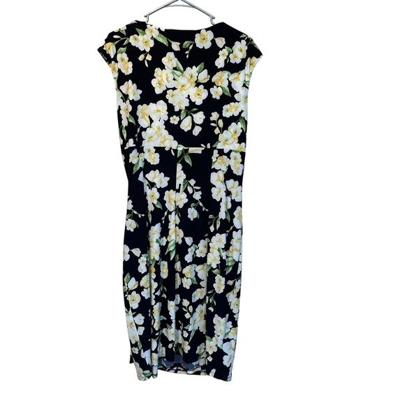 Lauren Ralph Lauren Women’s Navy Yellow Floral Pullover Stretchy Dress Size 14 - Picture 6 of 11